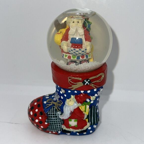 Other - Mini Stocking Snow Globe,Santa Holding‎ Gingerbread House 3.25"